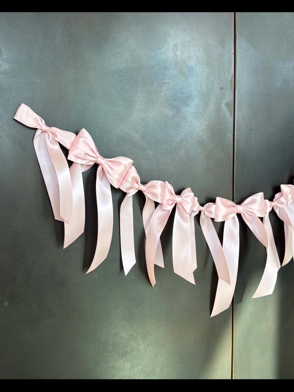 Pink Blush Satin Bow Garland: Birthday, Shower, Wedding Decor